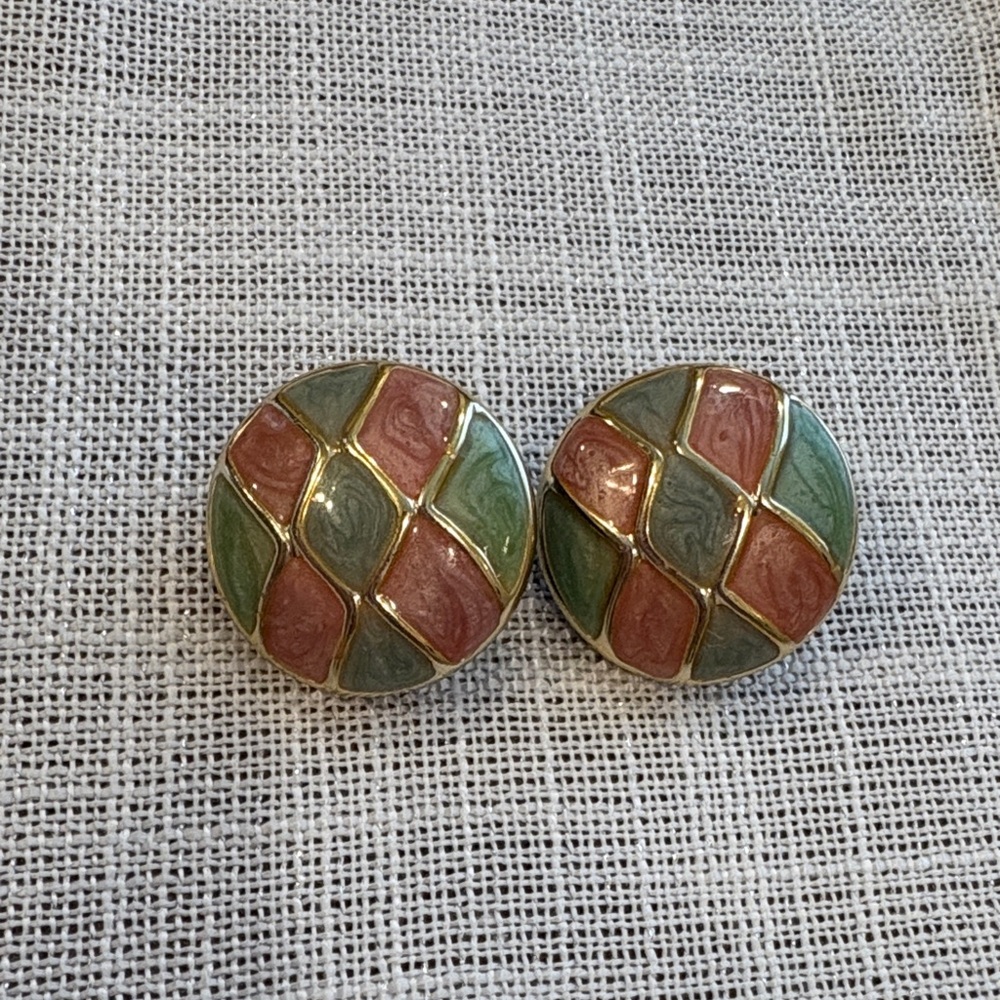 1980s Pastel Multicolor Clip-On Earrings